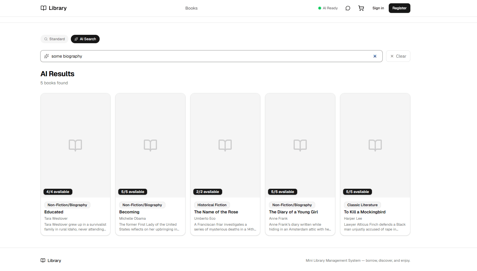 Smart library system Screenshot