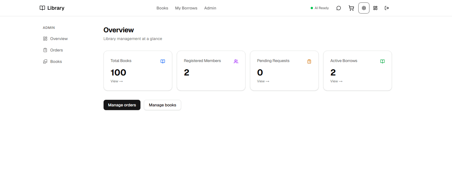 Smart library system Screenshot